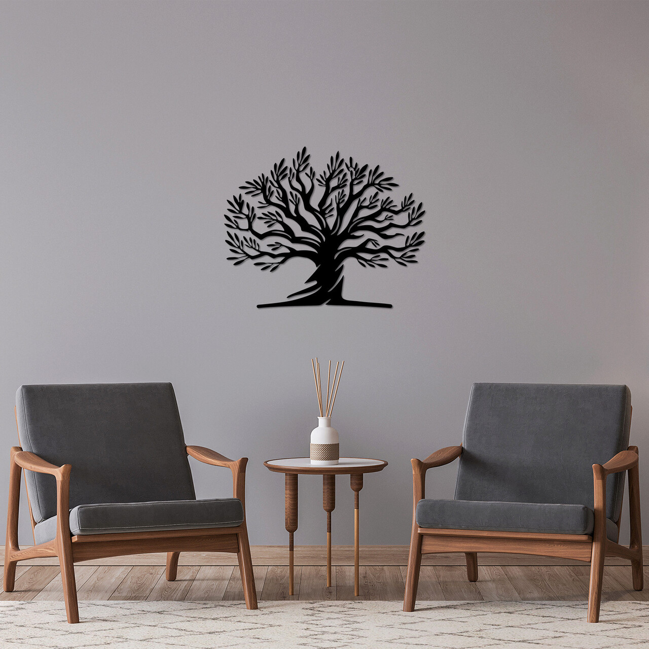 Decoratiune de perete, Monumental Tree 18, Dimensiuni: 54 x 67 cm, Negru - imagine 6
